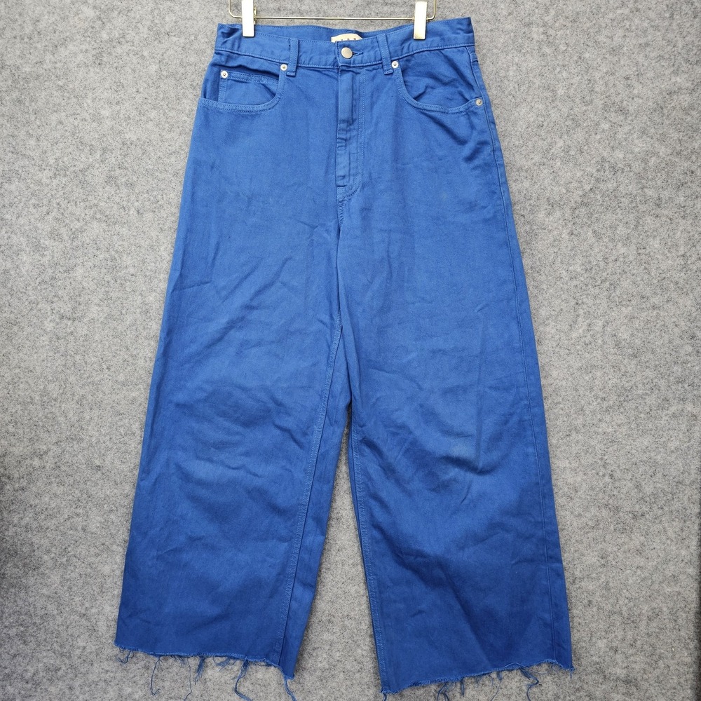 UNIQLO x Marni Wide Leg Cropped Jeans Blue Raw Hem Size 29